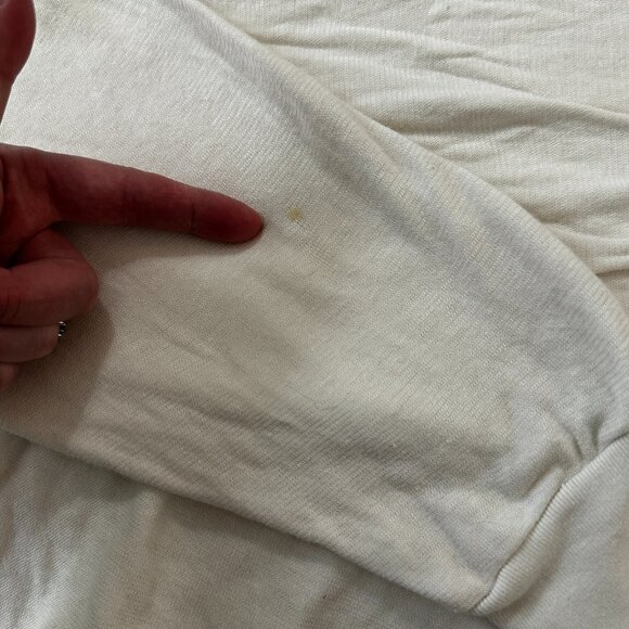 Madewell Double Face V-Neck Long Sleeve Tee Shirt Women's LARGE Cream Cropped - Picture 8 of 9